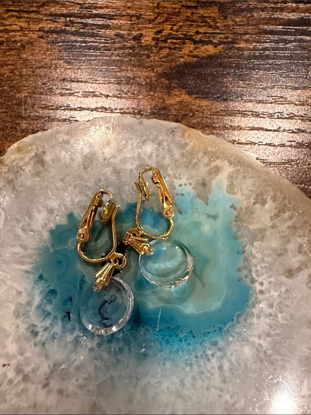 Gold-Tone Clip-On Earrings with Clear Crystal Drops by